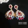 Jardín de Monet~ Pendientes Colgantes de Flor de Piedra Preciosa Colorida Estilo Óleo, Pendientes Estilo Palacio, Pendientes de Lujo Ligero de Gama Alta