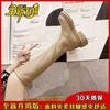 Botas stretch de alta qualidade 2022 nova moda primavera e outono botas de salto plano de camada única emagrecendo botas de couro alto botas femininas