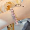 Gaoding Heavy Industry Pulsera Diamante Rosa Sueño de Flores Diamante Importado de Alto Carbono Pulsera Lujo Flash Diamante Amarillo Completo Circonita para Mujer