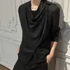 Camiseta de cuello alto de manga larga estilo Old Money para hombre, Otoño, Cleanfit, Camisa base irregular para pareja con protección solar