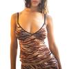 Comercio Exterior Moda Europea y Americana Camisola Leopardo Cuello en V Chicas Calientes Sexy Top Corto de Encaje SU3984