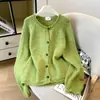 Novo Cardigan de Malha Roxo de Manga Longa, Estilo Coreano Solto Simples da Moda, Casaco Suéter, Blusa Feminina