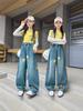 Calça Jeans Casual Estilo Coreano para Meninas Primavera e Outono, Calças da Moda Tendência para Meninas Mais Velhas, Calças Largas Tendência de Outono para Crianças