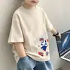 Camiseta de Manga Curta para Meninos Moda Verão Tendência Top de Algodão Estiloso de Meia Manga para Meninos