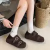 Zapatos Birkenstock de Cuero Genuino con Hebilla Vintage para Mujer Planos Mary Jane 2026 Otoño/Invierno Nuevas Llegadas Mocasines de Conducir con Forro de Terciopelo