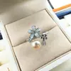 Set de Pendientes de Flor de Perla Real de Lujo Ligero y Gama Alta Estilo Nuevo Literario Retro Moda Elegantes Versátiles Pendientes Venta al por Mayor