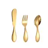 Vajilla Infantil de Acero Inoxidable 304, Cuchara y Tenedor para Comida Complementaria de Bebé, Cuchara Doméstica, Lindo Juego de Cuchillo y Tenedor para Postre