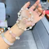 Pulseira de Cristal Natural Redondo com Círculo Único, Cristal Amarelo para Boa Sorte e Riqueza, Pulseira de Pérolas de Água-Marinha, Presente Feminino