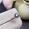 Anillo de Zafiro Azul Real Natural Color Buen Grano Plata S925 Seiko Incrustado Tamaño Piedra Principal 6*7mm