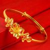 Pulseira de Flor Vazada em Ouro de Areia Vietnamita de Temperamento Simples, Banho de Ouro a Vácuo, Pulseira Ajustável de Bauhinia