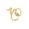 Aogu Suministro Transfronterizo Europeo y Americano Cobre Chapado en Oro de 18K Zircón Esmalte Anillo Abierto con Forma de Serpiente Anillo Personalizado para Mujer Nuevo