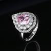 Acessórios de joia pingente formato gota diamante rosa conjunto de três peças colar anel brincos de tarraxa feminina requintada corrente clavicular anel brincos