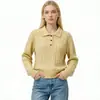 E-commerce transfronteiriço da Amazon, marca da moda RL, design autêntico, cor sólida, gola semiaberta, suéter de tricô para mulheres