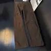 Directamente del fabricante: Jeans Marrones Color Café con Corte Diagonal de Remaches para Hombre, Pantalones de Pierna Ancha, Estilo Americano High Street, Pierna Recta, Ligeramente Acampanados
