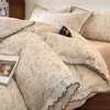 Conjunto de Roupa de Cama Quatro Peças em Linho e Algodão Puro Estilo Retrô Novo Modelo 2026 Lençol de Cama e Capa de Edredom 100% Algodão e Linho Conjunto de Roupa de Cama Três Peças para Dormitório