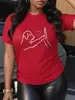 Camiseta Transfronteiriça Aliexpress Inawly Estampada Cachorro e Coração, Desenho Animado Fofo D