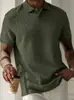 Camisa de manga corta de color liso con cuello de solapa y botones frontales para hombre, de comercio exterior transfronterizo, temu shein Amazon, para uso diario casual