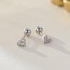 Pendientes de plata S925 para mujer, versión coreana, pequeños pendientes de hueso de oreja de diamante de amor fresco, para dormir sin quitar tornillos, venta al por mayor