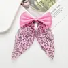 Novo Acessórios Semi-Acabados para Headwear Infantil, Grampo de Cabelo, Mala de Viagem, Roupas, Laço Cauda de Andorinha com Estampa de Leopardo em Chiffon Transfronteiriço