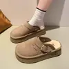 Pantuflas peludas estilo Birkenstock de suela gruesa para mujer, nueva colección otoño/invierno 2026, botines sin cordones con forro de felpa y diseño de punta cerrada