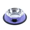 Tazón de Acero Inoxidable para Mascotas con Estampado de Cara de Gato, Tazón de Acero Colorido para Perros, Tazón de Acero Inoxidable Antideslizante y Antivuelco para Comida de Perro, Tazón para Mascotas