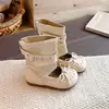 Botines Cortos de Piel con Lazo para Niña 2026 Nuevo Estilo Otoño/Invierno Niña Pequeña Suela Suave Zapatos de Princesa Botas de Moda Versátiles para Niños
