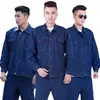 Traje jeans proteção do trabalho vestimenta para obra outono e inverno manga longa fábrica roupas de soldagem reparo automotivo ferramentas logo