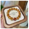 Pulsera de Topacio Amarillo Natural Estilo Chino Cuentas Grandes Rojo Sangre Rojo Rico Flor de Pegamento Rojo Piedra Ojo de Tigre Pulsera Regalo Año del Zodiaco