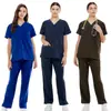 Nuevos Uniformes de Hospital con Cuello en V Lavables a Mano para Mujer de Amazon, Ropa Elástica de Secado Rápido para Enfermeras, Ropa de Trabajo para Salón de Belleza de Mascotas