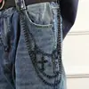 Una Cadena para Pantalones Pesada de Cruz Negro Plateado Decoración Metálica Clásica Cadena para Cintura Versátil
