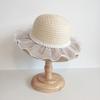 Qiunan chapéu de palha infantil bebê menina chapéu protetor solar chapéu de guarda-sol praia rendas princesa chapéu pérola aba grande chapéu de pescador