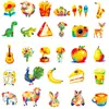 Compra Directa Transfronteriza de 56 Pegatinas de Pintura al Óleo de Colores Cálidos, Animales de Dibujos Animados, Comida, Decoración Estilo Ins, Pegatinas de PP de Amazon