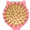 En Stock Gato de Dibujos Animados Bambú Cojín de Aire Peine Antiestático Niños Niñas Cojín de Aire Masaje Peine de Maquillaje Peine Portátil para el Cuidado del Cabello