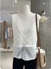 Cor Aveia Falso Duas Peças Estilo Preguiçoso Gola V Tricô Camisola 2026 Novo Verão Slim Fit Top para Mulheres