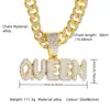 Ventas Directas de Fábrica Collares para Hombre Europeos y Americanos Llenos de Letras de Diamante Cadenas Cubanas Cadena Corta para Clavícula Hip-Hop de Discoteca Joyería