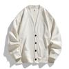 Chaqueta Cardigan de Punto de Alta Gama con Cuello en V para Hombre 2025 Primavera y Otoño Nueva Moda Estilo Japonés Marca Joven Holgada Casual