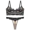 Ropa Interior Sexy Francesa para Mujer Verano Ultra-Delgada Encaje de Pestañas Puro Deseo Conjunto de Lencería para Pechos Grandes para que Parezcan Más Pequeños Conjunto de Sujetador Anticaída