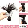 Medio postizo estilo volante de plumas de pollo con pinza de garra para mujer, versátil para crear un look elegante, se transforma instantáneamente en un look de chica sexy, peluca negra