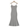 Vestido Largo de Encaje Puro Brillante con Tirantes para Mujer 2024 Nuevo Sexy Spice Girls Cintura Ceñida Moldeador de Cadera