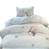 Categoria Mãe e Bebê Estilo Floral Creme Gaze de Camada Dupla Capa de Edredom Conjunto de Três Peças Quarto de Estudante Lavável à Máquina Capa de Edredom Individual