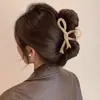 Para cabelos grossos, presilha de tubarão acrílica da moda, presilha de cabelo francesa fofa em formato de coração, presilha de garra com laço elegante para mulheres