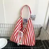 Bolso Artístico Retro Estilo Coreano, Bolso de Hombro Rayado Simple y Fresco, Bolso de Compras Grande de Gran Capacidad Casual y Moderno