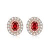 Aretes de botón de tesoro de color diamante completo de venta caliente en vivo, aretes de botón de rubí natural de imitación ovalado de 6 quilates con incrustaciones de alta calidad, anillo
