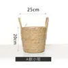 Maceta Tejida de Paja Nórdica Cesta de Flores Mimbre Tejido de Ratán Portátil Tejido Creativo Maceta para Potos Arreglo Floral Planta Verde Maceta Pastoral Decoración del Hogar