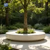 Banca jardinera de árbol GRC redonda integrada con acabado de terrazo para parques exteriores, asiento integrado para plantación de árboles hecho a medida