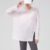 Blusa Deportiva Nueva Holgada de Talla Grande con Abertura Lateral Delgada Transpirable Versátil Ropa para Correr Entrenamiento Fitness Yoga Mangas Largas