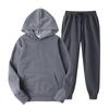 Traje de overol con suéter forrado de polar para Otoño e Invierno, logo estampado personalizado, holgado, casual, sudadera deportiva, pantalón de chándal, conjunto de dos piezas