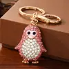 Llavero colgante de pingüino con diamantes de imitación, diseño único, lindo, para coche, un pequeño regalo para novia o mejor amiga