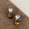 Pendientes Colgantes de Gota de Agua con Cuentas de Cristal Ojo de Tigre Perla Aguja de Plata Pendientes Retro Pendientes Pendientes de Diseño de Nicho