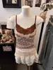 Blusa de Renda Falsa Duas Peças com Bolinhas Retrô para Mulheres, Nova Peça de Roupa Sem Mangas Estilo Verão, Top Lingerie Hot Girl